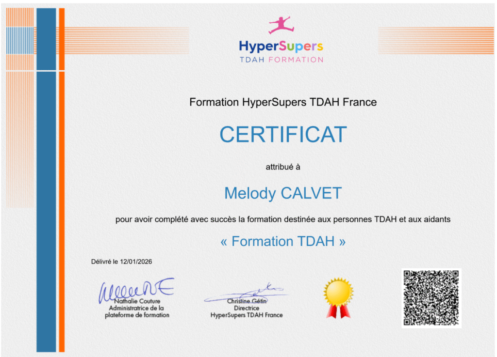 Certificat Hyper supers TDAH Perpignan